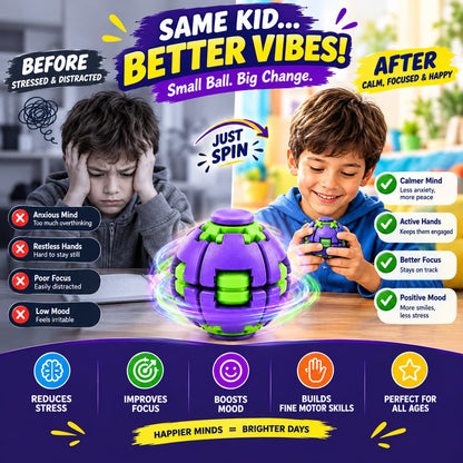 Automatic 3D Spinning Fidget Ball - Transformable Pop & Spin Toy for Kids, Stress Relief & Focus